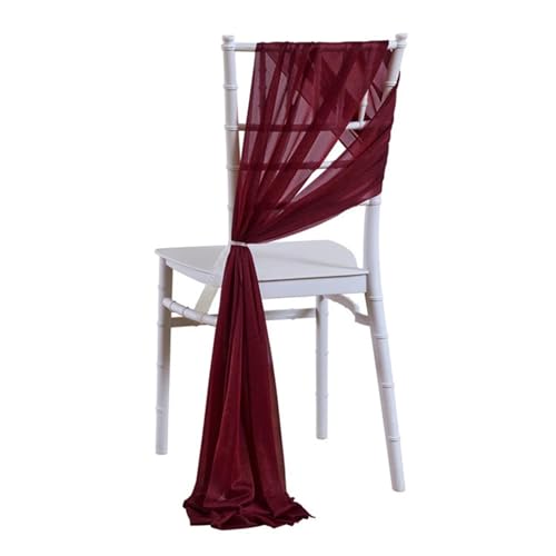 GHHZML Stuhl Deko Hochzeit 10 Stück 17 x 250 cm Chiffon-Stuhlschärpen, 5er-Set, Schärpe, Stuhlhussen for Hochzeit, Band, Hochzeit, Party, Gang, Stuhldekoration(Dark red) von GHHZML