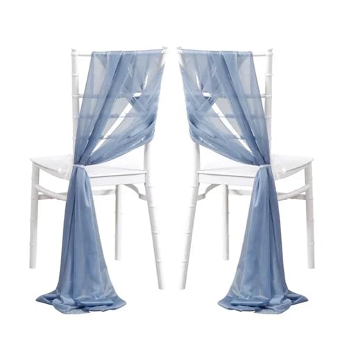 GHHZML Stuhl Deko Hochzeit 10 Stück 17 x 250 cm Chiffon-Stuhlschärpen, 5er-Set, Schärpe, Stuhlhussen for Hochzeit, Band, Hochzeit, Party, Gang, Stuhldekoration(Grey Blue) von GHHZML