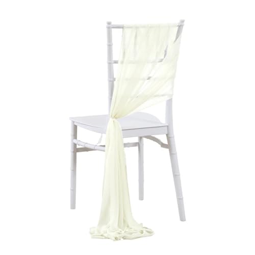 GHHZML Stuhl Deko Hochzeit 10 Stück 17 x 250 cm Chiffon-Stuhlschärpen, 5er-Set, Schärpe, Stuhlhussen for Hochzeit, Band, Hochzeit, Party, Gang, Stuhldekoration(Ivory) von GHHZML