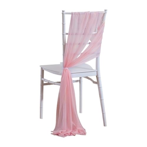GHHZML Stuhl Deko Hochzeit 10 Stück 17 x 250 cm Chiffon-Stuhlschärpen, 5er-Set, Schärpe, Stuhlhussen for Hochzeit, Band, Hochzeit, Party, Gang, Stuhldekoration(Pink) von GHHZML