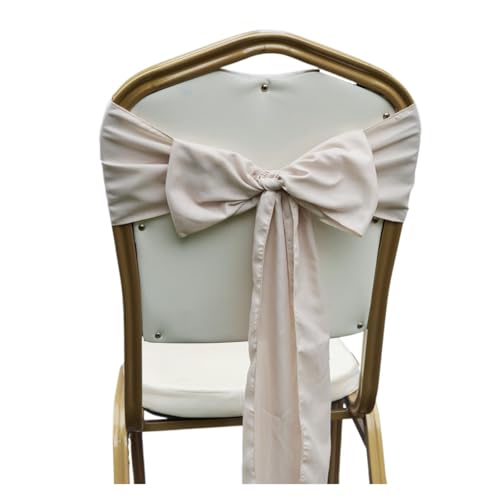 GHHZML Stuhl Deko Hochzeit 10 Stück Hochzeits-Stuhlschärpen, Knotenband for Bankett, Veranstaltung, Stuhlbezug, Party, Heimdekoration(Beige) von GHHZML