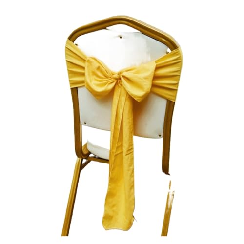 GHHZML Stuhl Deko Hochzeit 10 Stück Hochzeits-Stuhlschärpen, Knotenband for Bankett, Veranstaltung, Stuhlbezug, Party, Heimdekoration(Yellow) von GHHZML