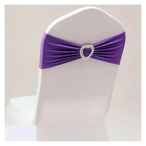 GHHZML Stuhl Deko Hochzeit 10 Stück Hochzeitsdekoration Stuhlschärpe Spandex Stretch Herzschnalle Knoten passend for alle Stühle Urlaub Geburtstag Party Festival Feier Hotel(Purple) von GHHZML