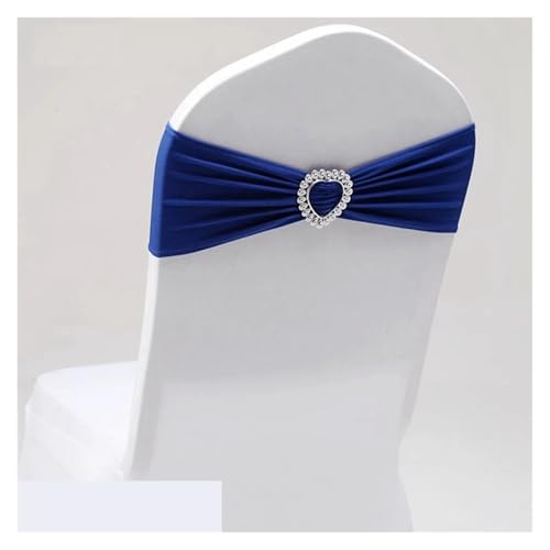 GHHZML Stuhl Deko Hochzeit 10 Stück Hochzeitsdekoration Stuhlschärpe Spandex Stretch Herzschnalle Knoten passend for alle Stühle Urlaub Geburtstag Party Festival Feier Hotel(Royal Blue) von GHHZML