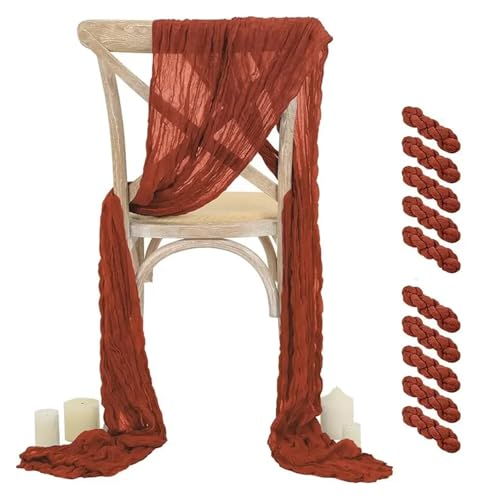 GHHZML Stuhl Deko Hochzeit 10 Stück Stuhlschärpen, 40 x 275 cm, Bogenbezug, Stuhlschärpen for Hochzeitsfeier, Bankett, Restaurant, Gangdekoration(10pcs Rust) von GHHZML