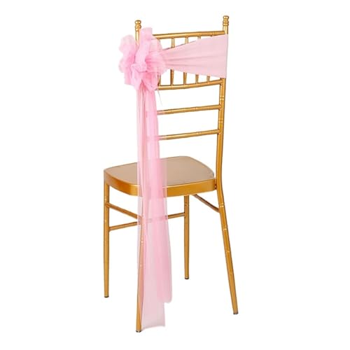 GHHZML Stuhl Deko Hochzeit 10 Stück Stuhlschärpen, elastische Spandex-Organza-Hochzeitshülle, Stuhl-Fliege-Band for Bankett-Dekoration, Event-Zubehör, 12 Farben Schärpe(H05) von GHHZML