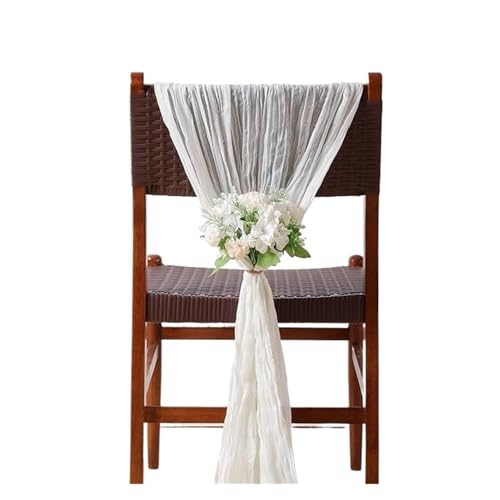 GHHZML Stuhl Deko Hochzeit 10 Stück Stuhlschärpen, rustikale Schleife, Stuhlbezug for Hochzeitsbankett, Party, Stuhldekoration, 90 x 180 cm(10PCS White) von GHHZML
