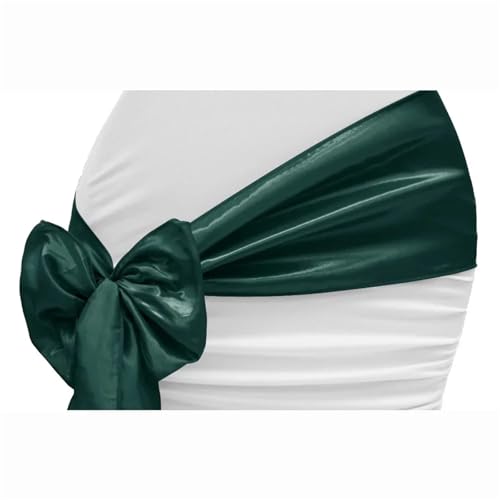 GHHZML Stuhl Deko Hochzeit 10PCS 17x275cm Satin Stuhl Schärpen Bögen Stuhl Abdeckung Bänder for Hochzeit Bankett Party Event Dekorationen(Blackish Green) von GHHZML
