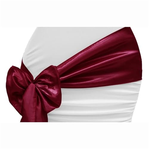 GHHZML Stuhl Deko Hochzeit 10PCS 17x275cm Satin Stuhl Schärpen Bögen Stuhl Abdeckung Bänder for Hochzeit Bankett Party Event Dekorationen(Burgundy) von GHHZML