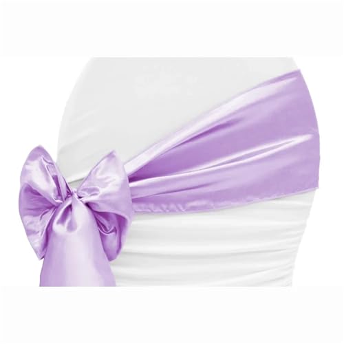 GHHZML Stuhl Deko Hochzeit 10PCS 17x275cm Satin Stuhl Schärpen Bögen Stuhl Abdeckung Bänder for Hochzeit Bankett Party Event Dekorationen(Light Purple) von GHHZML