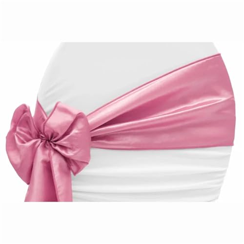 GHHZML Stuhl Deko Hochzeit 10PCS 17x275cm Satin Stuhl Schärpen Bögen Stuhl Abdeckung Bänder for Hochzeit Bankett Party Event Dekorationen(Rose pink) von GHHZML