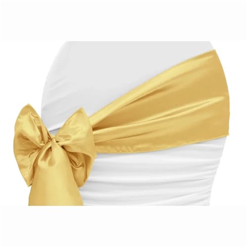 GHHZML Stuhl Deko Hochzeit 10PCS 17x275cm Satin Stuhl Schärpen Bögen Stuhl Abdeckung Bänder for Hochzeit Bankett Party Event Dekorationen(Yellow) von GHHZML