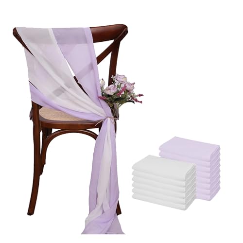 GHHZML Stuhl Deko Hochzeit 12 Stück 17 x 275 cm Chiffon-Stuhlschärpen for Hochzeiten, Stuhlhussen, Band, Hochzeit, Party, Gang, Stuhldekoration(11) von GHHZML