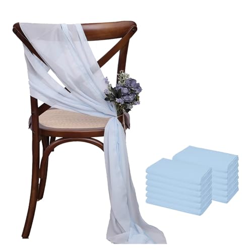 GHHZML Stuhl Deko Hochzeit 12 Stück 17 x 275 cm Chiffon-Stuhlschärpen for Hochzeiten, Stuhlhussen, Band, Hochzeit, Party, Gang, Stuhldekoration(Color-11) von GHHZML