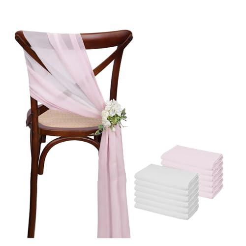 GHHZML Stuhl Deko Hochzeit 12 Stück 17 x 275 cm Chiffon-Stuhlschärpen for Hochzeiten, Stuhlhussen, Band, Hochzeit, Party, Gang, Stuhldekoration(Pink) von GHHZML