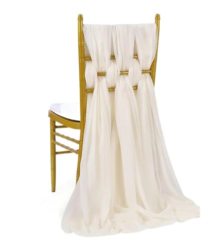 GHHZML Stuhl Deko Hochzeit 12 Stück Chiffon-Stuhlschärpen, Hochzeitsstuhl-Dekoration, Chiffon, 30 x 270 cm, Tischläufer for Party, Bankett, Event, Urlaubsdekoration(Beige) von GHHZML