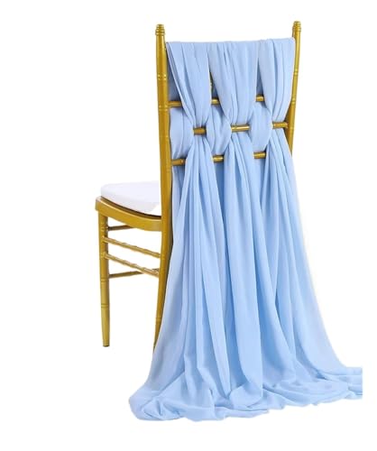 GHHZML Stuhl Deko Hochzeit 12 Stück Chiffon-Stuhlschärpen, Hochzeitsstuhl-Dekoration, Chiffon, 30 x 270 cm, Tischläufer for Party, Bankett, Event, Urlaubsdekoration(Blue) von GHHZML