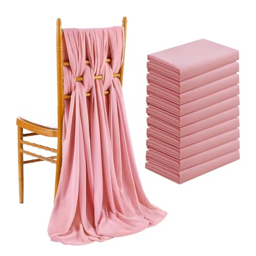 GHHZML Stuhl Deko Hochzeit 12 Stück Chiffon-Stuhlschärpen, Hochzeitsstuhl-Dekoration, Chiffon, 30 x 270 cm, Tischläufer for Party, Bankett, Event, Urlaubsdekoration(Dusty Rose) von GHHZML