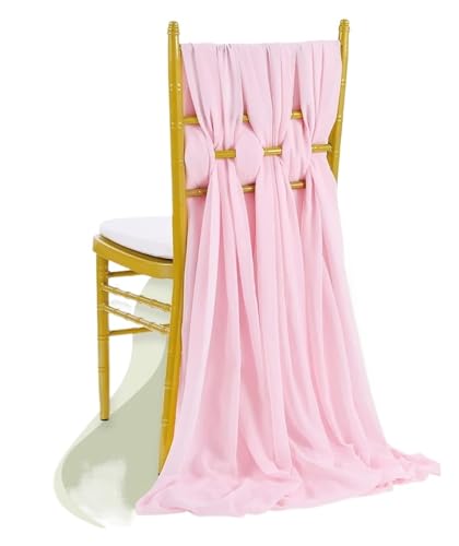 GHHZML Stuhl Deko Hochzeit 12 Stück Chiffon-Stuhlschärpen, Hochzeitsstuhl-Dekoration, Chiffon, 30 x 270 cm, Tischläufer for Party, Bankett, Event, Urlaubsdekoration(Light Pink) von GHHZML