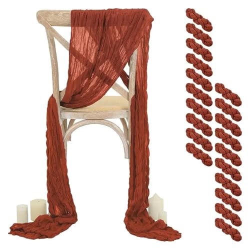 GHHZML Stuhl Deko Hochzeit 20 Stück Stuhlschärpen aus Stoff, Stuhlschleifen, Geburtstagsfeier, Bankette, Hochzeit, Gangdekoration(20pcs Rust) von GHHZML