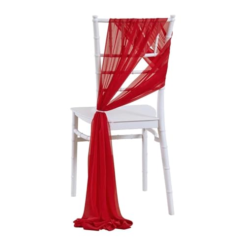 GHHZML Stuhl Deko Hochzeit 20PCS Stuhl Gaze Outdoor Kirche Hochzeit Schärpen Dekor Eingewickelt mit Band Chiffon Anti-Falten Flexibilität Bachelorette Party(Red) von GHHZML