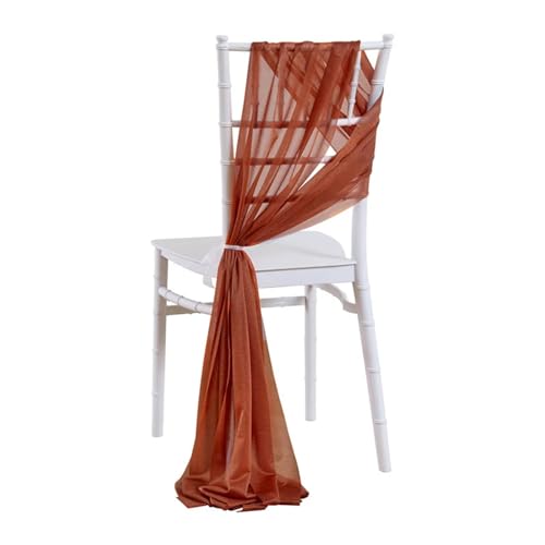 GHHZML Stuhl Deko Hochzeit 20PCS Stuhl Gaze Outdoor Kirche Hochzeit Schärpen Dekor Eingewickelt mit Band Chiffon Anti-Falten Flexibilität Bachelorette Party(Rust) von GHHZML