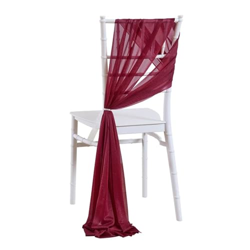 GHHZML Stuhl Deko Hochzeit 20PCS Stuhl Gaze Outdoor Kirche Hochzeit Schärpen Dekor Eingewickelt mit Band Chiffon Anti-Falten Flexibilität Bachelorette Party(Wine red) von GHHZML