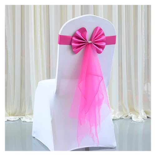 GHHZML Stuhl Deko Hochzeit 20pcs/Pack Chair Sashes Stretch Spandex Chair Bow Knot Bands with Butterfly Organza Ribbon for Wedding Banquet Fair Meeting Home(Purple) von GHHZML
