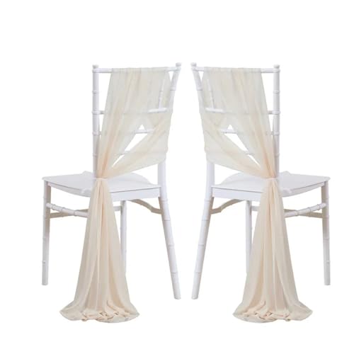GHHZML Stuhl Deko Hochzeit 24 Stück 17 x 250 cm rosa Chiffon-Stuhlschärpen, 12 Set Schärpen, Stuhlhussen for Hochzeit, Band, Hochzeit, Party, Gang, Stuhldekoration(Beige) von GHHZML