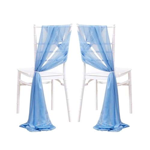 GHHZML Stuhl Deko Hochzeit 24 Stück 17 x 250 cm rosa Chiffon-Stuhlschärpen, 12 Set Schärpen, Stuhlhussen for Hochzeit, Band, Hochzeit, Party, Gang, Stuhldekoration(Blue) von GHHZML