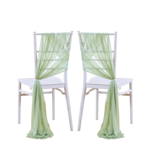 GHHZML Stuhl Deko Hochzeit 24 Stück 17 x 250 cm rosa Chiffon-Stuhlschärpen, 12 Set Schärpen, Stuhlhussen for Hochzeit, Band, Hochzeit, Party, Gang, Stuhldekoration(Green) von GHHZML