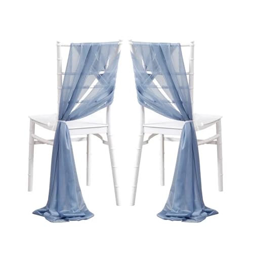 GHHZML Stuhl Deko Hochzeit 24 Stück 17 x 250 cm rosa Chiffon-Stuhlschärpen, 12 Set Schärpen, Stuhlhussen for Hochzeit, Band, Hochzeit, Party, Gang, Stuhldekoration(Grey Blue) von GHHZML