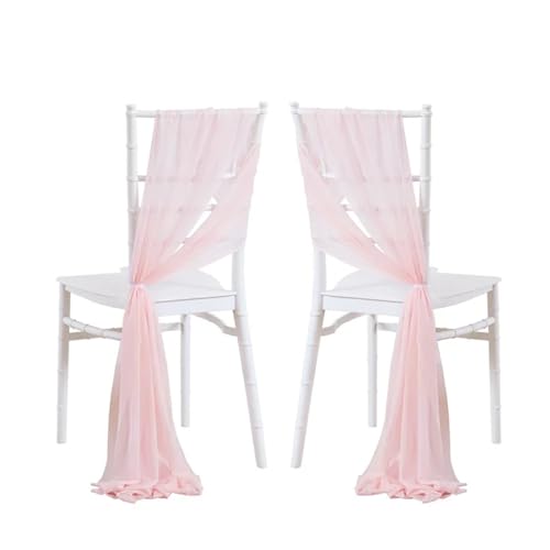 GHHZML Stuhl Deko Hochzeit 24 Stück 17 x 250 cm rosa Chiffon-Stuhlschärpen, 12 Set Schärpen, Stuhlhussen for Hochzeit, Band, Hochzeit, Party, Gang, Stuhldekoration(Light pink) von GHHZML