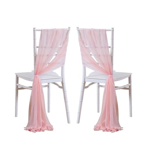GHHZML Stuhl Deko Hochzeit 24 Stück 17 x 250 cm rosa Chiffon-Stuhlschärpen, 12 Set Schärpen, Stuhlhussen for Hochzeit, Band, Hochzeit, Party, Gang, Stuhldekoration(Pink) von GHHZML