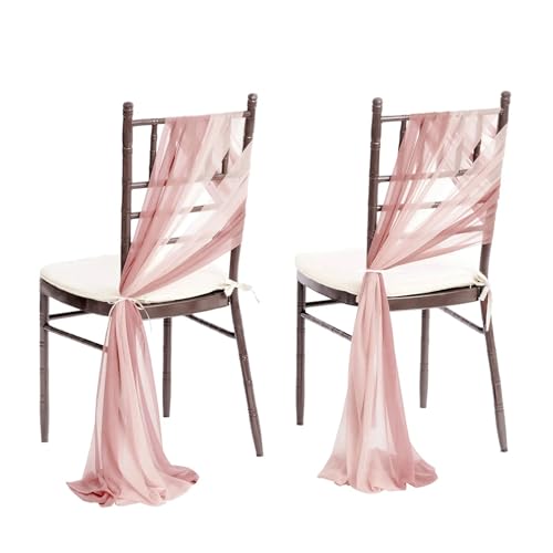 GHHZML Stuhl Deko Hochzeit 24 Stück 17 x 250 cm rosa Chiffon-Stuhlschärpen, 12 Set Schärpen, Stuhlhussen for Hochzeit, Band, Hochzeit, Party, Gang, Stuhldekoration(Pink Set) von GHHZML