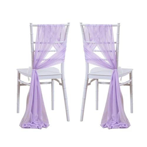 GHHZML Stuhl Deko Hochzeit 24 Stück 17 x 250 cm rosa Chiffon-Stuhlschärpen, 12 Set Schärpen, Stuhlhussen for Hochzeit, Band, Hochzeit, Party, Gang, Stuhldekoration(Purple) von GHHZML