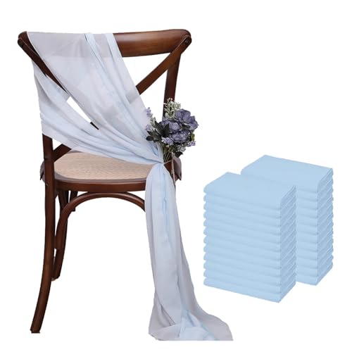 GHHZML Stuhl Deko Hochzeit 24 Stück 17x275cm Chiffon-Stuhlschärpen, 12er-Set, weiße Stuhlschärpe, Hochzeitsstuhlhussen, Band, Hochzeit, Party, Gang, Stuhldekoration(Color-11) von GHHZML