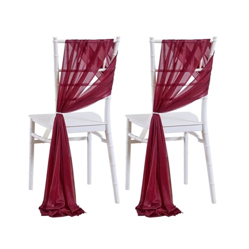 GHHZML Stuhl Deko Hochzeit 24 Stück Stuhlschärpen, Hochzeitsstuhl-Rückseitendekorationen, Stoff, transparenter Kirchentüll, Stuhlvorhänge(Burgundy) von GHHZML