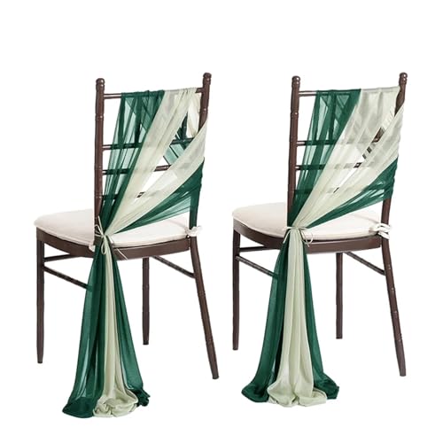GHHZML Stuhl Deko Hochzeit 24 Stück Stuhlschärpen, Hochzeitsstuhl-Rückseitendekorationen, Stoff, transparenter Kirchentüll, Stuhlvorhänge(Green White) von GHHZML