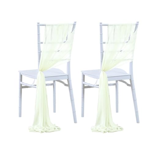 GHHZML Stuhl Deko Hochzeit 24 Stück Stuhlschärpen, Hochzeitsstuhl-Rückseitendekorationen, Stoff, transparenter Kirchentüll, Stuhlvorhänge(Ivory) von GHHZML
