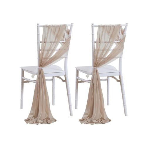 GHHZML Stuhl Deko Hochzeit 24 Stück Stuhlschärpen, Hochzeitsstuhl-Rückseitendekorationen, Stoff, transparenter Kirchentüll, Stuhlvorhänge(Light Brown) von GHHZML