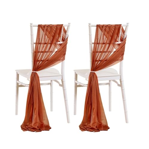 GHHZML Stuhl Deko Hochzeit 24 Stück Stuhlschärpen, Hochzeitsstuhl-Rückseitendekorationen, Stoff, transparenter Kirchentüll, Stuhlvorhänge(Rust red) von GHHZML