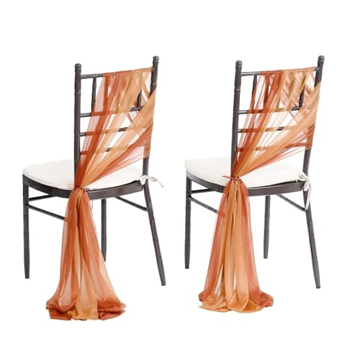 GHHZML Stuhl Deko Hochzeit 24 Stück Stuhlschärpen, Hochzeitsstuhl-Rückseitendekorationen, Stoff, transparenter Kirchentüll, Stuhlvorhänge(Rust red Orange) von GHHZML