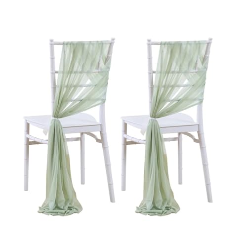 GHHZML Stuhl Deko Hochzeit 24 Stück Stuhlschärpen, Hochzeitsstuhl-Rückseitendekorationen, Stoff, transparenter Kirchentüll, Stuhlvorhänge(Sage Green) von GHHZML