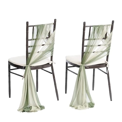 GHHZML Stuhl Deko Hochzeit 24 Stück Stuhlschärpen, Hochzeitsstuhl-Rückseitendekorationen, Stoff, transparenter Kirchentüll, Stuhlvorhänge(Sage White) von GHHZML