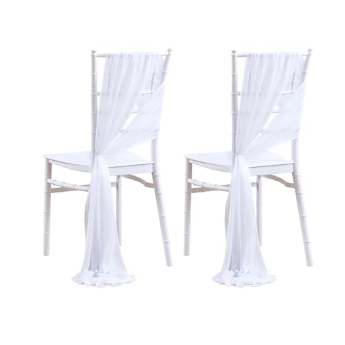 GHHZML Stuhl Deko Hochzeit 24 Stück Stuhlschärpen, Hochzeitsstuhl-Rückseitendekorationen, Stoff, transparenter Kirchentüll, Stuhlvorhänge(White) von GHHZML