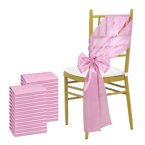 GHHZML Stuhl Deko Hochzeit Satin-Stuhlschärpen, Schleifen-Stuhlbezug, Bänder for Hochzeitsbankett-Party-Event-Dekorationen, 16 x 275 cm, 24 Stück(Dark pink) von GHHZML