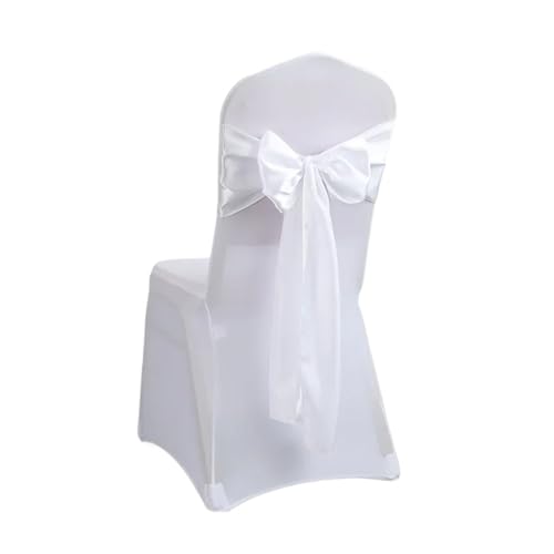 GHHZML Stuhl Deko Hochzeit Satin-Stuhlschärpen, Schleifen-Stuhlbezug, Bänder for Hochzeitsbankett-Party-Event-Dekorationen, 16 x 275 cm, 24 Stück(White) von GHHZML