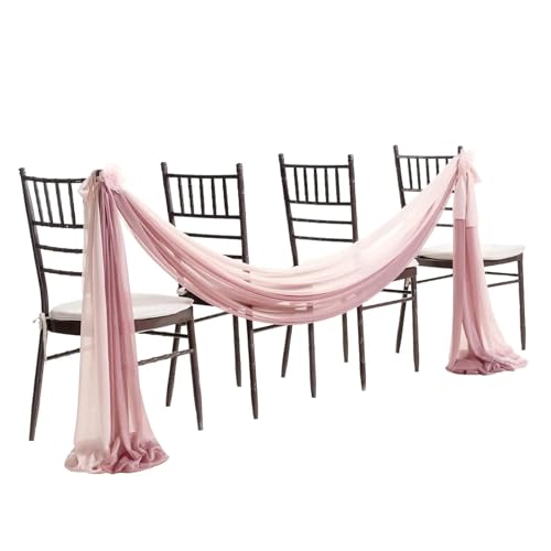 GHHZML Stuhl Deko Hochzeit Set mit 10 Chiffon-Stuhlschärpen, 30 x 300 cm, Hochzeitsstuhl-Dekoration for Party, Bankett, Veranstaltung, Zeremonie, Gang, Stühle, Dekorationen(Pink 2) von GHHZML