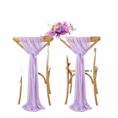 GHHZML Stuhl Deko Hochzeit Set mit 10 Chiffon-Stuhlschärpen, 30 x 300 cm, Hochzeitsstuhl-Dekoration for Party, Bankett, Veranstaltung, Zeremonie, Gang, Stühle, Dekorationen(Purple) von GHHZML
